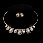 (Suit 4)diamond earrings necklace set Rhinestone butterfly Collar luxurious bride fully-jewelled chain woman