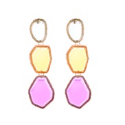 ( Color)fashion trend Alloy transparent resin earrings woman long style multilayer Irregular geometry