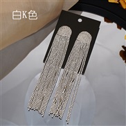 (JXER147 B White K)occidental style exaggerating super long tassel fully-jewelled earrings earring woman  fashion high 