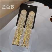 (JXER147 gold  )occidental style exaggerating super long tassel fully-jewelled earrings earring woman  fashion high atm