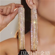 (JXER147 gold AB)occidental style exaggerating super long tassel fully-jewelled earrings earring woman  fashion high at