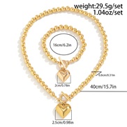 ( 1  GoldSuit  4811)occidental style exaggerating Metal love beads necklace fashion imitate Pearl beads chain womaneckl