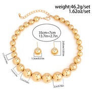 ( 1  Gold 4814E1)occidental style punk exaggerating Metal beads necklace temperament short style imitate Pearl Collar s