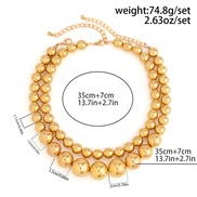 ( 2  Gold 4815E1)occidental style punk exaggerating Metal beads necklace temperament short style imitate Pearl Collar s