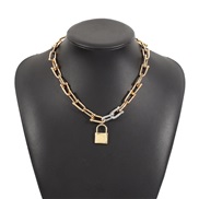 ( Gold)occidental style brief samllI wind chain chain  head retro high buckle necklace woman