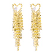( Gold)E personality brief fashion love earrings  tassel Rhinestone wind samll Earring woman