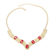 ( red) occidental style necklace exaggerating Alloy diamond lady clavicle chain sweater chainnecklace
