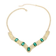 ( green) occidental style necklace exaggerating Alloy diamond lady clavicle chain sweater chainnecklace