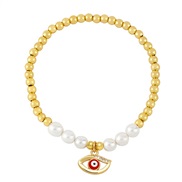 ( red) enamel eyes pendant bracelet bronzek gold beadsbrm