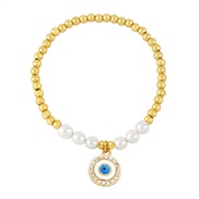 ( white)occidental style Pearl bracelet woman personality creative enamel eyes gilded beads braceletbrm