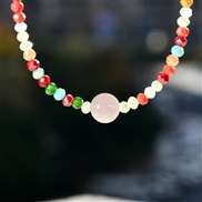 (Y 5)occidental style fashion color crystal beads necklace woman all-Purpose samll stone pendant necklace