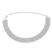 ( Silver) new occidental style necklace multilayer Rhinestone chain lady exaggerating banquet bride