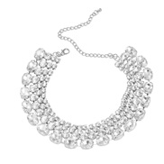 ( Silver) multilayer Round glass diamond occidental style necklace exaggerating fully-jewelled lady banquet bride