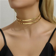 ( Gold)brief exaggerating geometry hollow opening Collar woman  trend creative personality surface necklace