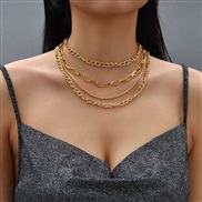 ( yellow)brief personality exaggerating multilayer chain necklace woman ins creative samll
