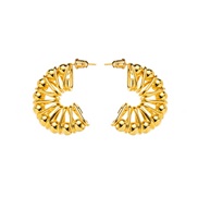 ( Gold)E occidental styleI wind bronze samll geometry earrings  color retention half fashion Earring woman
