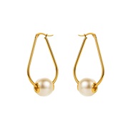 (3)E occidental style color retention stainless steel geometry earrings woman  Pearl high Irregular fashion earring