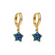 ( blue)E more color bronze small fresh sweet buckle  embed enamel Five-pointed star brief wind earrings