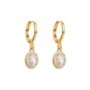 ( white)E bronze samll Oval buckle  color enamel Rhinestone personality fashion earrings