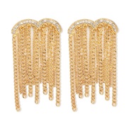 ( Gold)E occidental style wind width chain tassel earrings  samll exaggerating Rhinestone earring