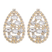 (White Diamond )E occidental style  hollow drop earring exaggerating palace wind colorful diamond retro earrings