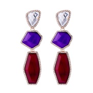 (purple) fashion personality wind Alloy geometry Acrylic ornament earrings brief head woman earrings