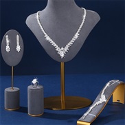(SZ 6 5baik ) occidental style Rhinestone necklace bracelet ring earrings set brief atmospheric bride