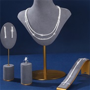 (SZ 6 7baiK ) occidental style Rhinestone necklace bracelet ring earrings set brief atmospheric bride