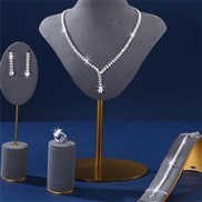 (SZ 6 9baik ) occidental style Rhinestone necklace bracelet ring earrings set brief atmospheric bride