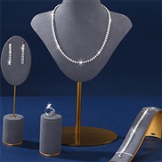 (SZ 634yinse ) occidental style Rhinestone necklace bracelet ring earrings set brief atmospheric bride