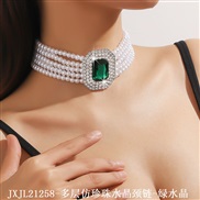 (JXJL21258 Pearl  crystal  green  crystal) occidental style exaggerating multilayer imitate Pearl color diamond square 