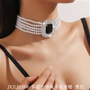 (JXJL21258 Pearl  crystal  black) occidental style exaggerating multilayer imitate Pearl color diamond square big cryst