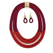( red)occidental style exaggerating multilayer weave necklace earrings set handmade surround long style buckle shawl ch