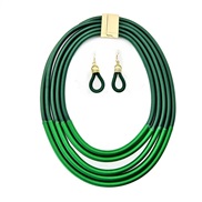 ( green)occidental style exaggerating multilayer weave necklace earrings set handmade surround long style buckle shawl 
