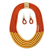 ( orange)occidental style exaggerating multilayer weave necklace earrings set handmade surround long style buckle shawl