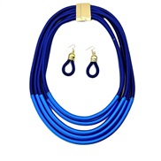 ( blue)occidental style exaggerating multilayer weave necklace earrings set handmade surround long style buckle shawl c