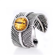 occidental style concise retro eyes Leaf opening man ring