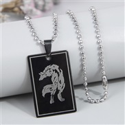 fashion concise stainless steel black personality man necklace