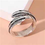 occidental style fashion retro feather temperament opening ring