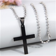 fashion concise stainless steel black cross personality man necklace