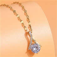 Korean style fashionOL concise bronze embed Zirconium personality lady necklace