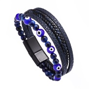 ( blue)occidental style retro eyes bracelet eyes multilayer leather buckle weave eyes Beads