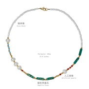 (N2529)spring summer Bohemian style color half gem beads necklace woman all-Purpose Pearl necklace samll