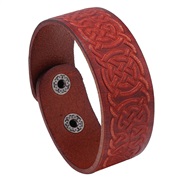 ( Red brown) brief pattern retro Cowhide bracelet personality ethnic style bangle