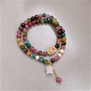( Bracelet  Color) zircon color beads flowers Double layer bracelet samll temperament fashion personality