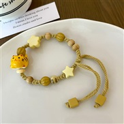 ( Bracelet  yellow)ceramic flowers cat tassel Pull-out bracelet lovely samll personality all-Purpose