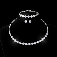 (1)occidental style bride fully-jewelled zircon circle necklace earrings three set woman brilliant Rhinestone Collar