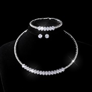 (2)occidental style bride fully-jewelled zircon circle necklace earrings three set woman brilliant Rhinestone Collar