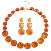 ( A style orange)occidental style Alloy mosaic resin geometry transparent fashion brief earring necklace set woman