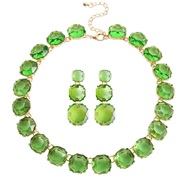 (B Style green)occidental style Alloy mosaic resin geometry transparent fashion brief earring necklace set woman